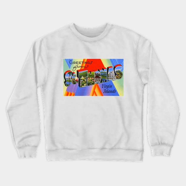 Greetings from St Thomas Virgin Islands - Vintage Large Letter Postcard Crewneck Sweatshirt by Naves